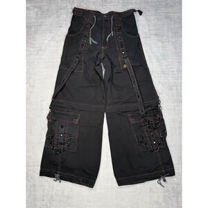 Vision Street Wear Pants Mens 28 Black Vintage Y2K Baggy Chain Goth Bondage Rave